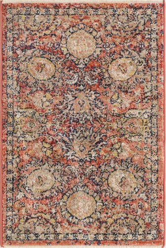 Vista 2 de Unique Loom Lola Collection - Alfombra clásica (2 pies x 3 pies 1 pulgada, rectangular, rojo ladrillo/beige)