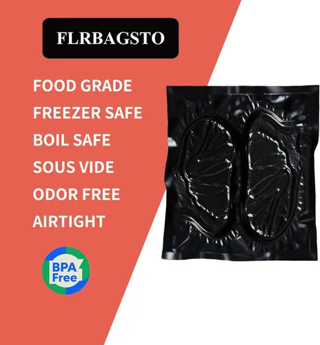 Vista 2 de Bolsas selladoras al vacío negras de 15 x 20 pulgadas, bolsas de sellado al vacío precortadas de 5.5 mil para almacenamiento de alimentos, al vacío
