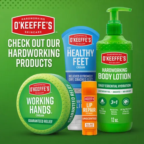Vista 8 de O'Keeffe's Working Hands - Crema para manos, frasco de 3.4 oz. Repara las manos agrietadas, secas, hipoalergénicas, sin perfume, no grasosas