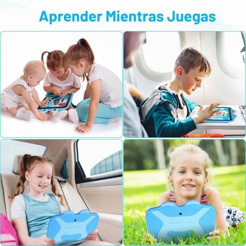 Vista 7 de Tablet para niños de 10.1 pulgadas, Tablet Android 11 de 64GB para niños con estuche, Google Play, YouTube, cámara dual, WiFi, Bluetooth Azul