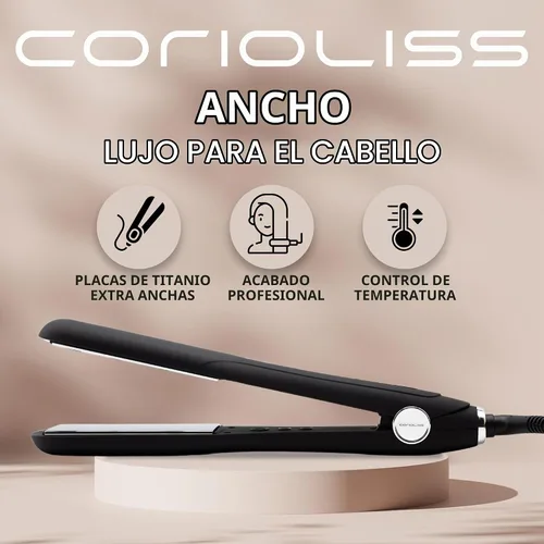 Vista 2 de Corioliss Plancha de pelo profesional extra ancha para mujer, planchas de titanio, color negro, suave al tacto Wide