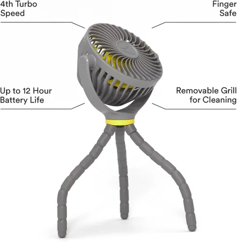 Vista 2 de Veer Flex Fan - Ventilador portátil para cochecito de bebé, motor ligero y silencioso de 4 velocidades que proporciona la máxima refrigeración