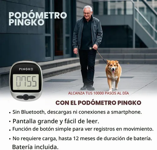 Vista 8 de PINGKO Podómetro portátil multifunción para exteriores, deportes, cuenta pasos/calorías/distancia Negro