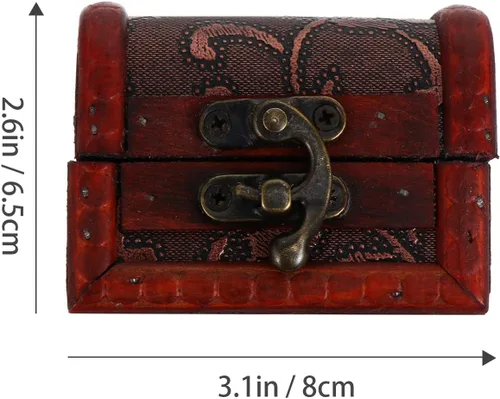 Vista 2 de balacoo 1 juego de mini cofres del tesoro pirata, caja de almacenamiento de joyas pirata vintage con cerradura y joyas, manualidades para niños