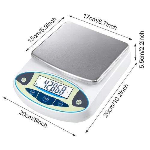 Vista 5 de Balanza analítica de laboratorio de 211.64 oz x 0.00 oz, báscula electrónica digital de alta precisión de 0.00 oz, báscula científica
