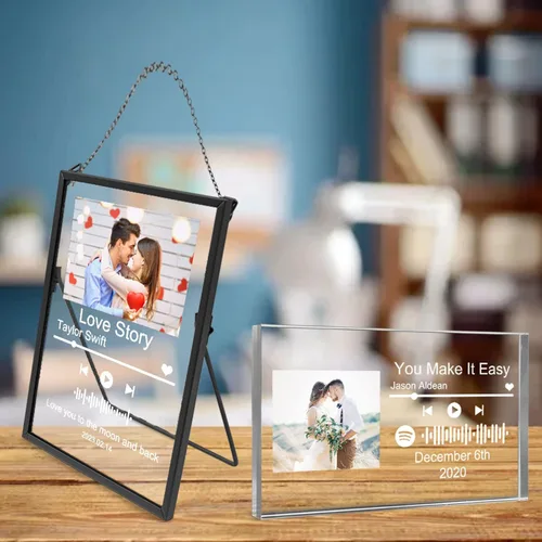Vista 3 de Placa de canción acrílica personalizada, cubierta de álbum de fotos personalizada, código QR, regalos personalizados para niños, niñas, amigos, día