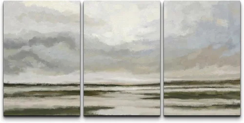 Vista 64 de wall26 Lienzo enmarcado para pared, juego de arte de acuarela pastel, paisaje rural, ilustraciones con formas abstractas, arte moderno, decorativo