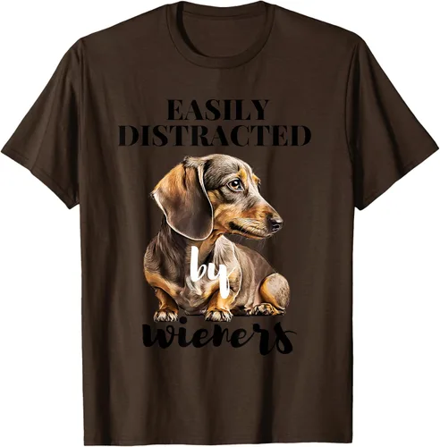 Vista 6 de Easy Distracted By Wieners Dachshund - Camiseta divertida para perro Weiner, Azul