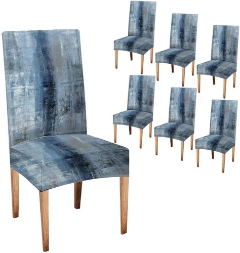 Vista 165 de TOMWISH Juego de 2 fundas para sillas de comedor, color turquesa y gris, fundas elásticas para sillas Parsons, de elastano, lavables, protectores
