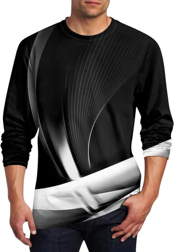 Vista 26 de Camisetas de verano para hombre, de manga larga, cuello redondo, casuales, básicas, atléticas, tallas S-4XL