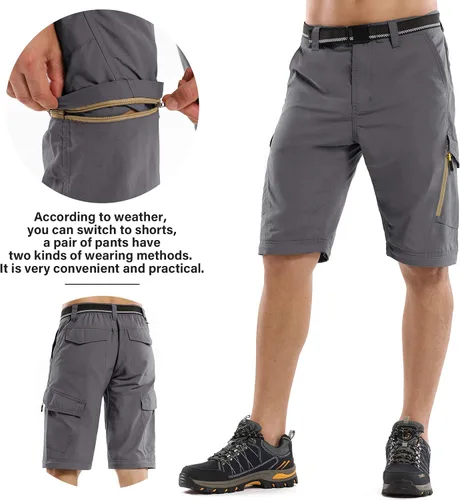 Vista 4 de Hiking Pants for Men Convertible Zip Off Boy Scout Quick Dry Lightweight Cargo Travel Safari Pants