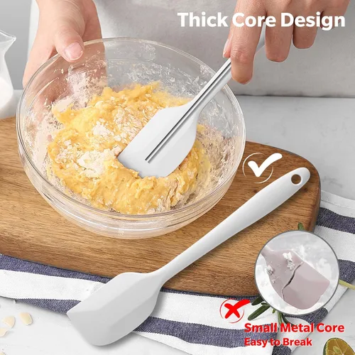 Vista 5 de Wanbasion Espátula de silicona blanca de 10.8 pulgadas, resistente al calor hasta 600F, ideal para cocinar y hornear, compatible con utensilios
