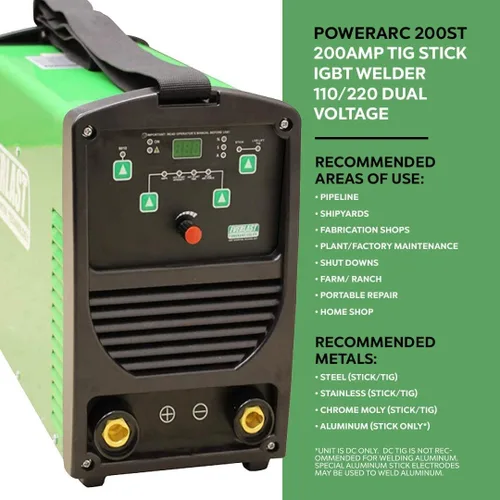 Vista 5 de PowerARC 200ST 200amp TIG Stick IGBT soldador 110/220 voltaje dual