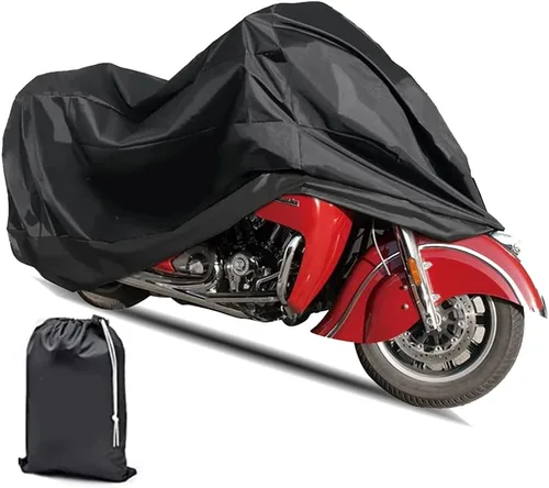 Vista 9 de Funda para motocicleta – Protector universal de motocicleta con agujeros de bloqueo y bolsa de almacenamiento – Protección impermeable contra
