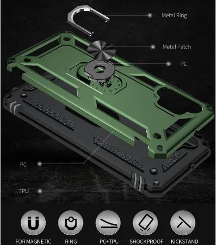 Vista 4 de Yiakeng Funda para Galaxy A32 5G, Samsung A32 5G, fundas protectoras de grado militar con anillo para Samsung Galaxy A32 5G (verde militar)