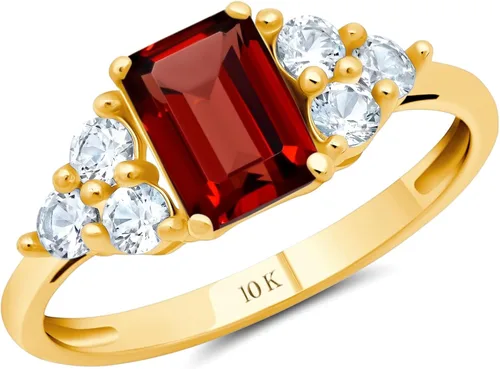 Vista 13 de MAX + STONE Anillos de piedras preciosas de oro de 10 quilates para mujer, anillo de aniversario con piedra natal de corte esmeralda, anillo