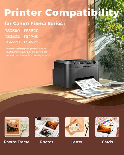 Vista 4 de Miss Deer Paquete de 2 cartuchos de tinta 275 y 276, repuesto compatible para Canon PG-275XL CL-276XL XL de alto rendimiento, para impresoras Pixma