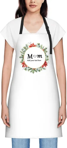 Vista 53 de Delantales personalizados para mujer, diseño de delantal de chef ajustable con nombre, textos, fotos, flores, regalos para el día de la madre