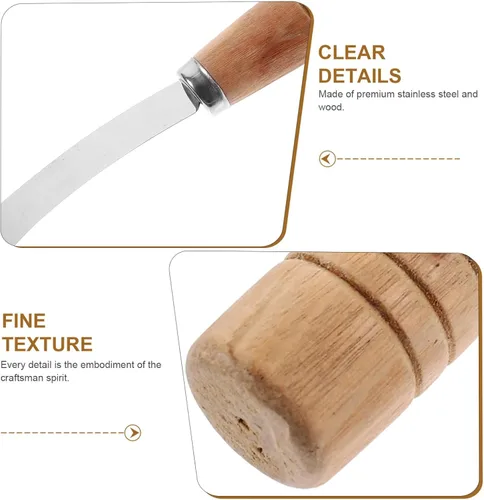 Vista 4 de Abaodam Cuchillo de piña curvado cortador de frutas de acero inoxidable mini cuchillo de hoz para cocina hogar restaurante uso