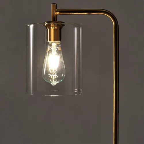 Vista 6 de [Renovado] Brightech Elizabeth - Lámpara de pie LED para dormitorio y sala de estar, lámpara alta con pantalla de vidrio y bombilla Edison, lámpara