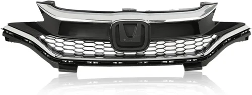 Vista 17 de Parrilla delantera superior e inferior cromada compatible con Honda CR-V 2007 2008 2009 Rejilla superior e inferior cromada