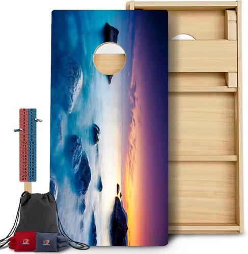 Vista 11 de CornholeGamesUSA Pro - Juego de tablas de Cornhole Fabricado en Estados Unidos Abedul báltico 3/4 Sin rebote Patas triples gruesas Dos 132