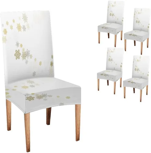 Vista 203 de CAPSCEOLL Christmas Dining Chair Covers,Snowflakes Festive Winter Pattern Stretch Chair Covers for Dining Room Set of 2 Washable Spandex Parson