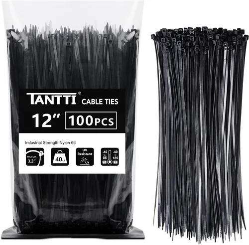 Vista 16 de Bridas de 4 pulgadas (paquete de 200), bridas pequeñas con resistencia a la tracción de 18 libras, color negro, por TANTTI Supply