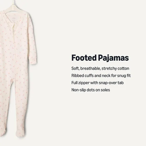 Vista 2 de Tienda Essentials x Sofia Grainge - Pijama unisex de algodón con pies para niños pequeños y bebés, paquete de 2