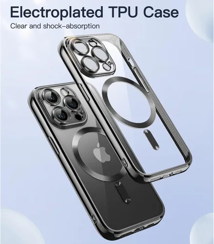 Vista 3 de JETech Funda transparente suave para iPhone 14 Pro de 6.1 pulgadas, protección completa para lente de cámara, compatible con carga inalámbrica Negro