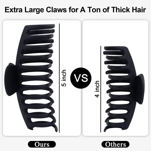 Vista 2 de MAORULU Pinzas para el cabello con garra mate extra grandes para cabello grueso, 5.25 pulgadas, para mujeres y niñas, paquete de 4