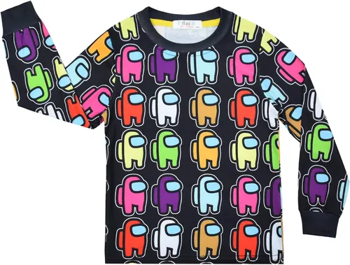 Vista 2 de Conjunto de pijama para niños ropa de dormir con estampado de impostor Game Us para hombre manga larga ropa de dos piezas