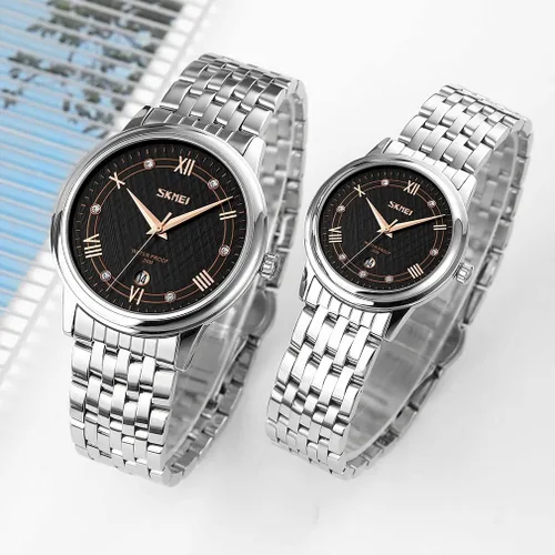 Vista 5 de SKMEI Relojes para mujer, mujer, vestido de acero inoxidable, de lujo, clásico, de moda, analógico, de cuarzo, impermeable, simple día, cita