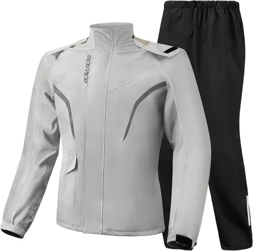 Vista 10 de Scoyco Chaquetas impermeables para hombre, chaqueta impermeable ligera para exteriores con capucha