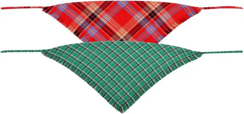 Vista 2 de Bandana de Navidad para perro, a cuadros, reversible, triangular, baberos, bufanda, accesorios para perros, gatos, mascotas y animales