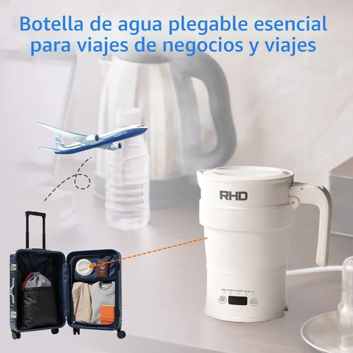 Vista 6 de Tetera eléctrica plegable de viaje, hervidor de agua caliente de 700ML con panel multifuncional, hervidor de agua pequeño plegable con mantener