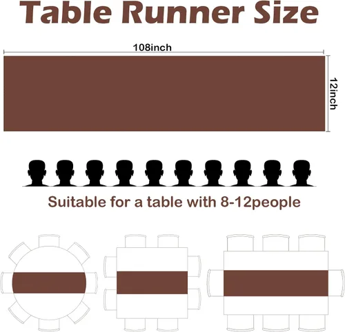 Vista 7 de Juego de 10 caminos de mesa satinados color marrón chocolate de 12 x 108 pulgadas de largo Premium Satin Table Runner, Smooth Silk Fabric