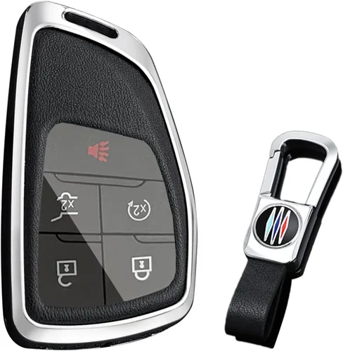 Vista 10 de KUNIO Funda para Llavero de Coche Compatible con Chevy Silverado Traverse Equinox Sierra 1500 2500HD 3500HD 2022-2025 Portallaves de Cuero PU Negro