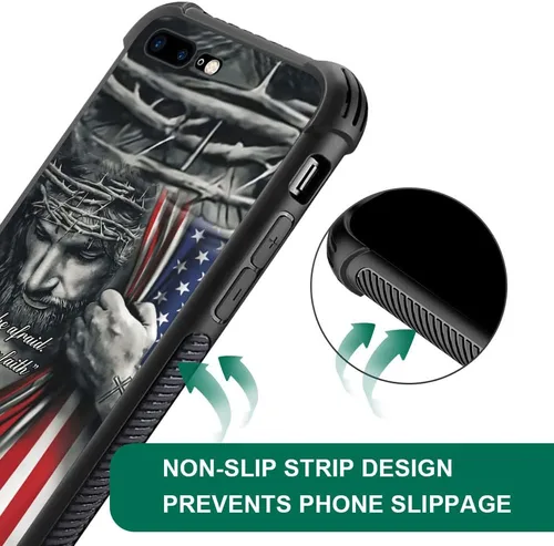 Vista 3 de DAIZAG Funda compatible con iPhone 7 Plus/8 Plus, funda suave a prueba de golpes para niños y hombres, funda de regalo, bandera estadounidense