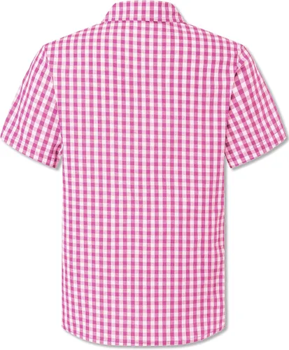 Vista 2 de Cromoncent Camisa casual de manga corta con botones a cuadros de búfalo para hombre