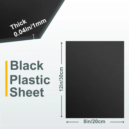 Vista 2 de Paquete de 6 hojas de plástico negro de 8 x 12 x 0.04 pulgadas, hojas de plástico flexibles de alta resistencia, panel de plástico negro