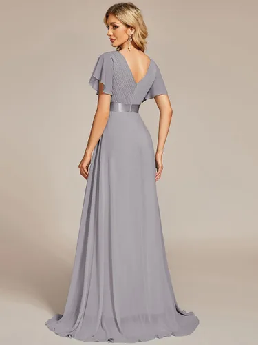 Vista 2 de Ever-Pretty 09890 - Vestido de noche de manga corta con cuello en V para mujer, longitud hasta el suelo, vestido ideal para madre de la novia