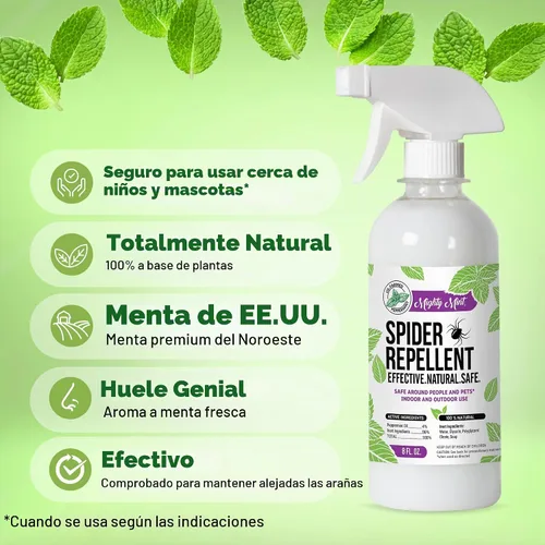 Vista 2 de Mighty Mint Aceite de menta repelente de arañas de 8 onzas, espray natural para arañas, insectos y más (paquete de 2)