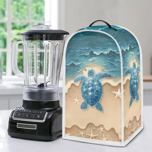 Vista 5 de Talayituse Cubierta antipolvo para licuadora con estampado de tortuga de playa, cubierta de protección de huellas dactilares para batidora de pie