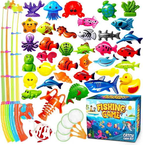 Vista 8 de Goody King Juego de pesca magnético, juguetes de piscina para niños, mesa de agua para interiores y exteriores, juguetes de fiesta de carnaval