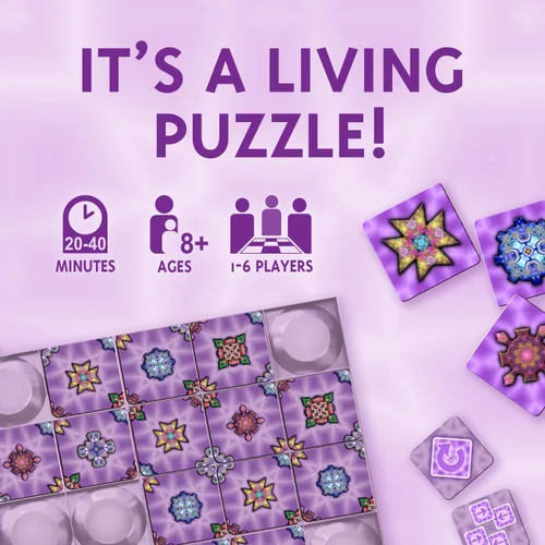 Vista 2 de Calliope Games - Juego de mesa de estrategia de colocación de piezas de caleidoscopio de cuatro esquinas con patrón a juego para juegos familiares