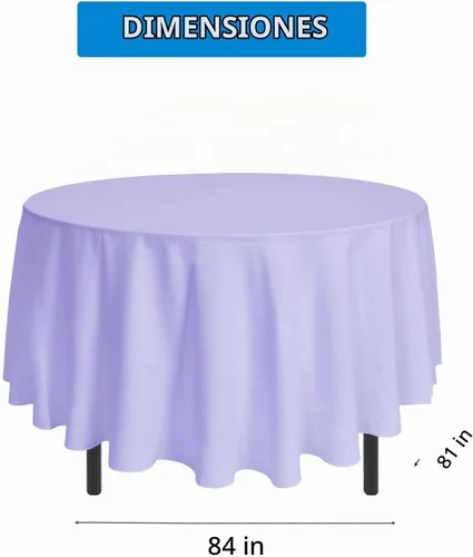 Vista 7 de EDI Manteles redondos desechables – Paquete de 12, varios colores, plástico, resistente a derrames y manchas, 81 x 84 pulgadas