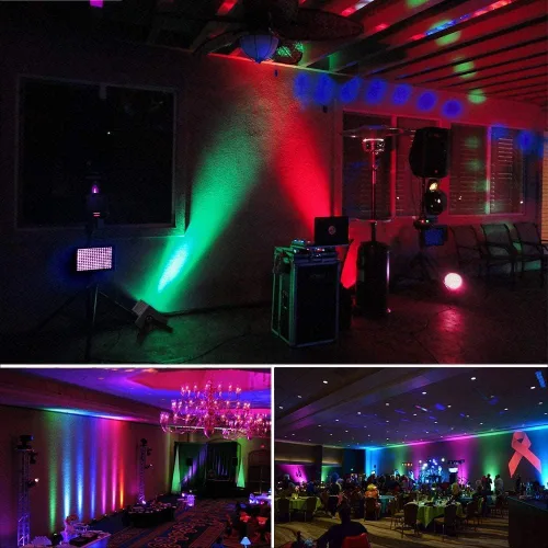 Vista 3 de MOSFiATA Paquete de 4 luces Par, RGB 36 luces LED de escenario activadas por sonido, control DMX, 7 modos de iluminación vertical con control