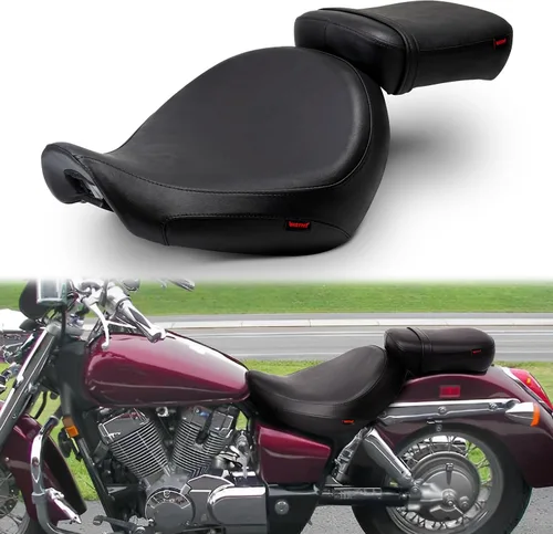 Vista 11 de Asiento de pasajero de motocicleta negro sin patrón compatible con Shadow ACE VT750 VTC750C VTC750CD 1998-2003