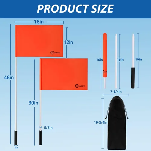 Vista 7 de Bandera de barco naranja de esquí acuático de 48 pulgadas, 12 x 18 pulgadas, bandera de seguridad para barco esquiador, bandera flotante de 3